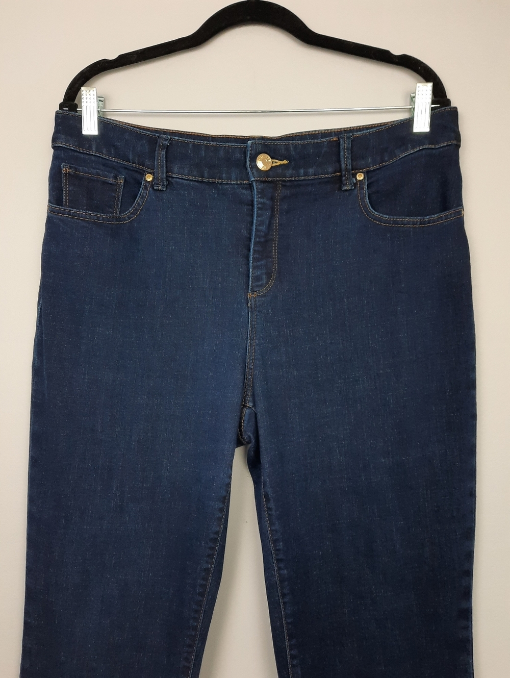 Chico's So Slimming Dark Wash High Rise Slim Jeans size 10 Short - Picture 2 of 13